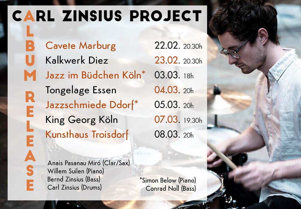 carl zinsius project album release tour five banana
